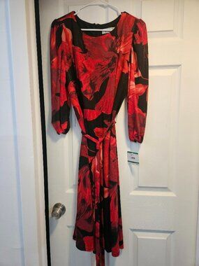 Kasper Red long sleeve Dress NWT